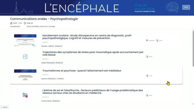 Communications orales - Psychopathologie