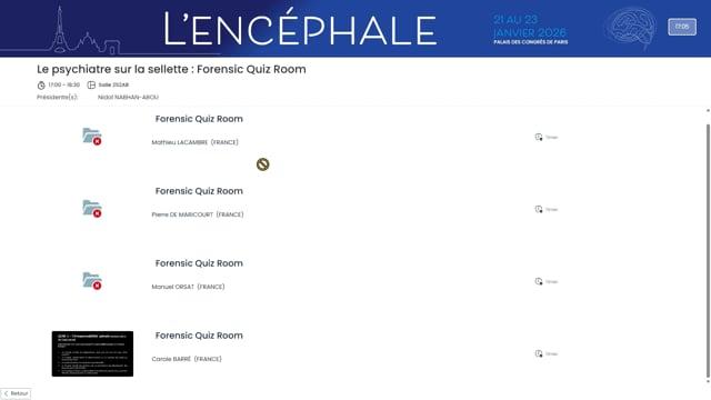 Le psychiatre sur la sellette : Forensic Quiz Room